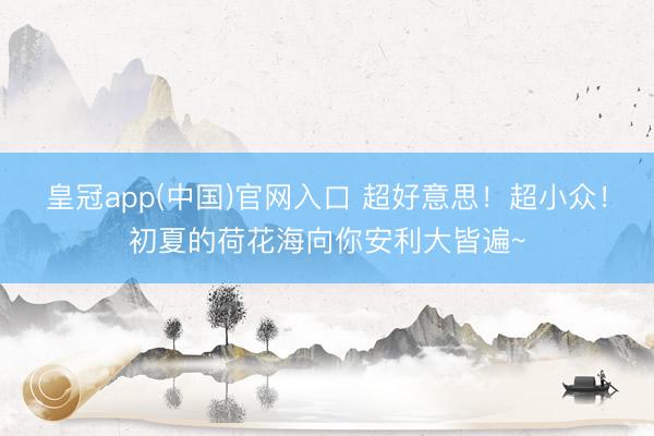皇冠app(中国)官网入口 超好意思！超小众！初夏的荷花海向你安利大皆遍~