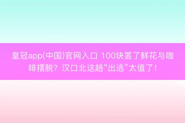 皇冠app(中国)官网入口 100块罢了鲜花与咖啡摆脱？汉口北这趟“出逃”太值了！