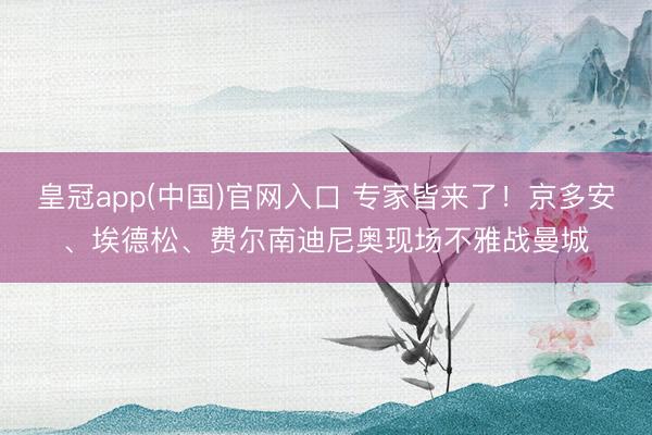 皇冠app(中国)官网入口 专家皆来了！京多安、埃德松、费尔南迪尼奥现场不雅战曼城