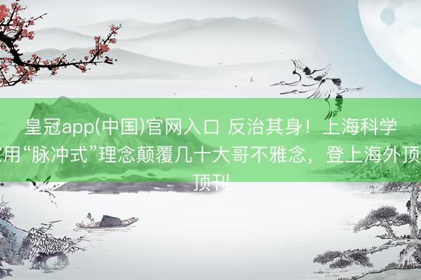 皇冠app(中国)官网入口 反治其身！上海科学家用“脉冲式”理念颠覆几十大哥不雅念，登上海外顶刊