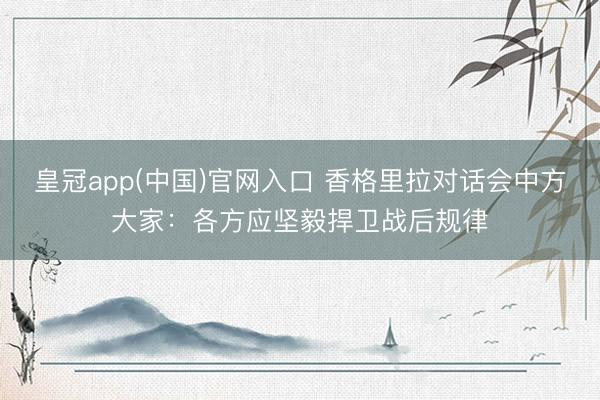 皇冠app(中国)官网入口 香格里拉对话会中方大家：各方应坚毅捍卫战后规律